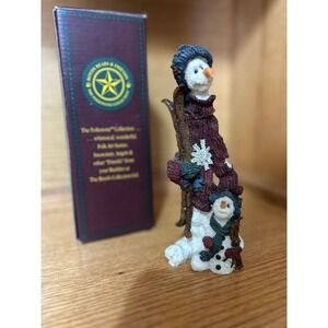 Boyds Bears & Friends Folkstone Snowman w Baby Figurine‎ Winter The Skiers